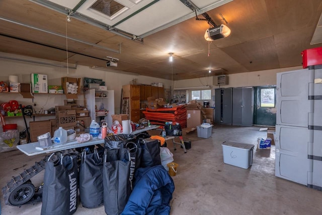 garage with a garage door opener