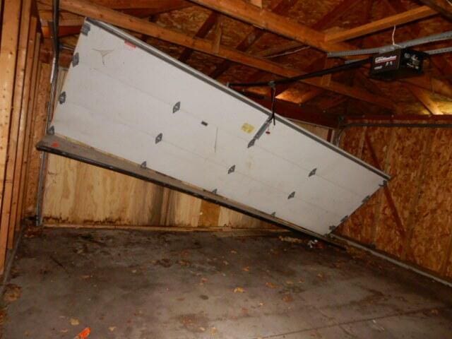 garage with a garage door opener