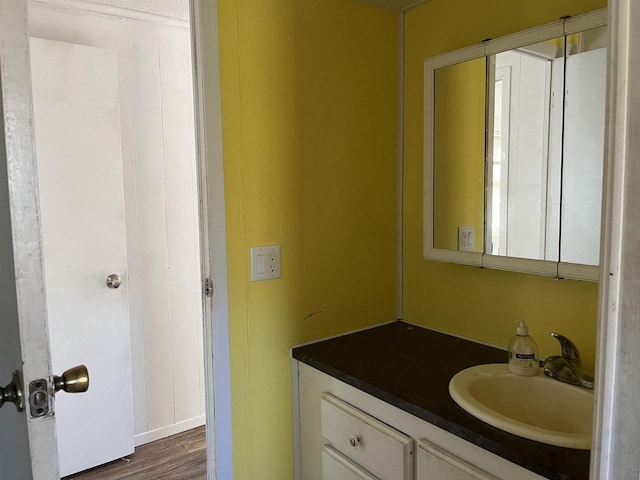 N9185 9th Ave, New Lisbon, WI 53950 - bathroom with vanity and wood finished floors