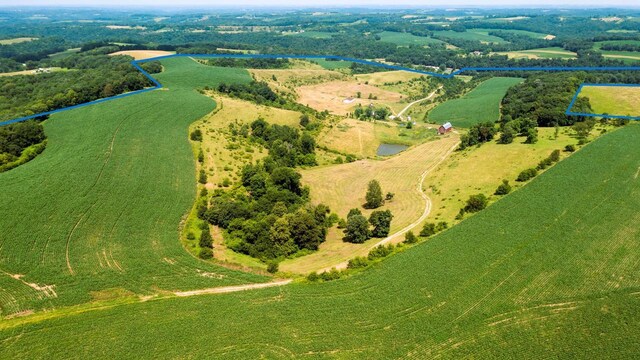 birds eye view of property with a rural view and a water view