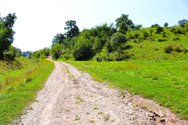 view of road featuring a rural view