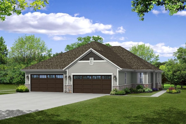 exterior space with a garage and a front yard