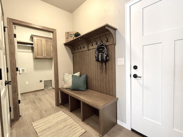 mudroom with light wood-type flooring