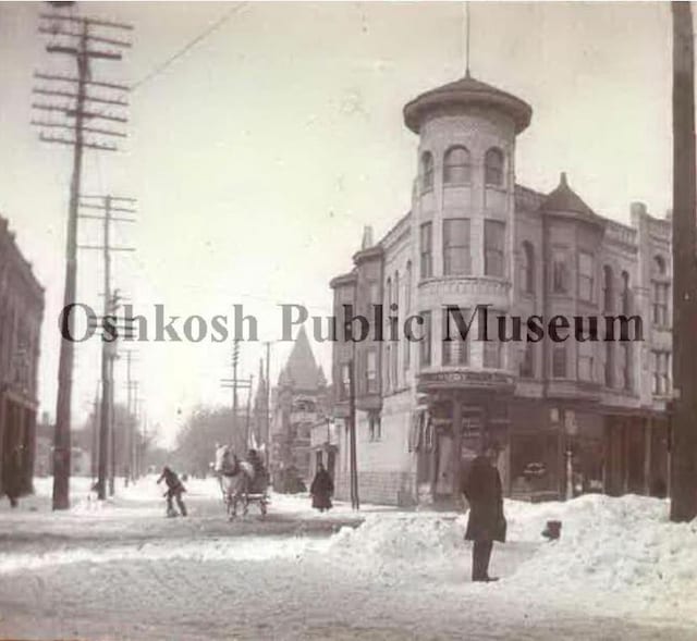 view of snow covered building