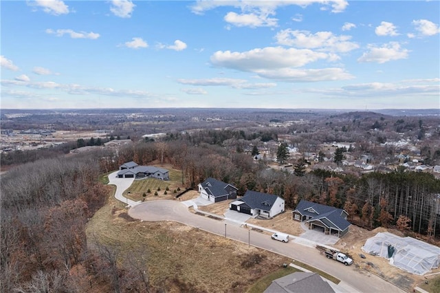 drone / aerial view with a forest view