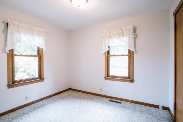 carpeted spare room featuring a wealth of natural light