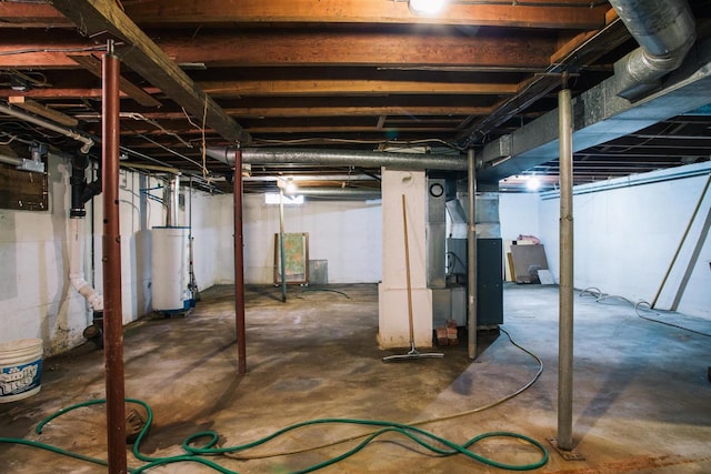 basement with water heater