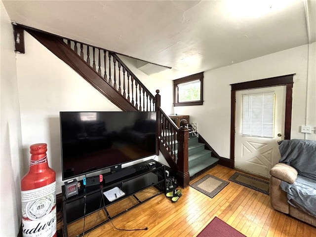 living room featuring light hardwood / wood-style flooring