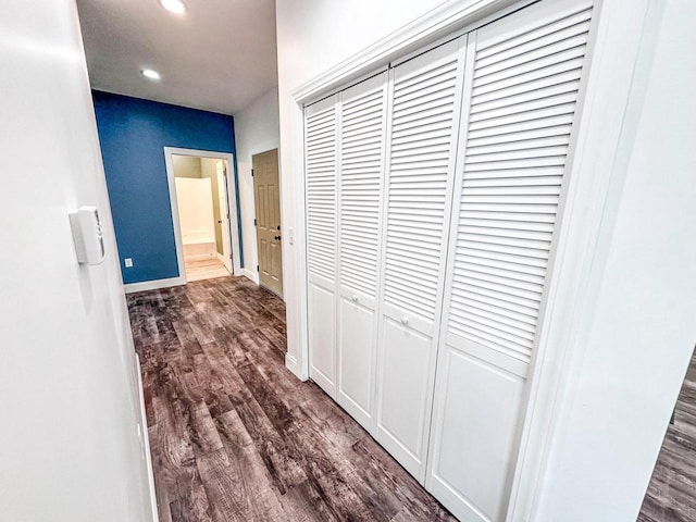 hall featuring dark hardwood / wood-style floors