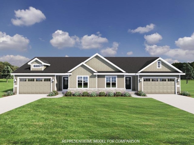 craftsman-style house featuring a garage and a front yard