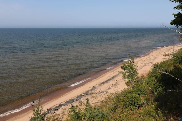 view of water feature featuring a view of the beach