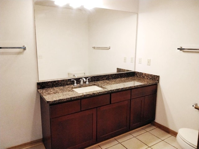 bathroom featuring vanity, toilet, and tile patterned floors