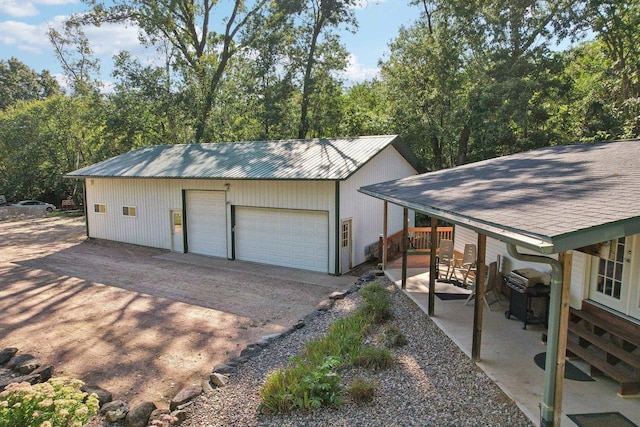 view of detached garage