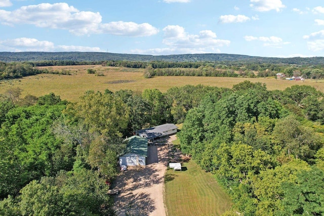 birds eye view of property featuring a rural view