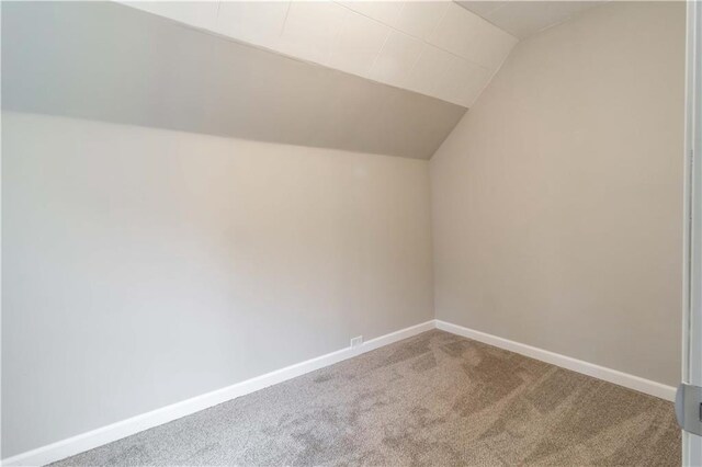 additional living space with lofted ceiling and carpet flooring