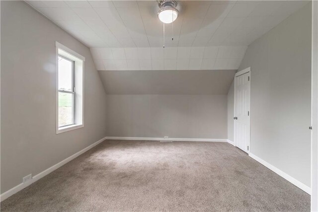 additional living space with carpet and vaulted ceiling