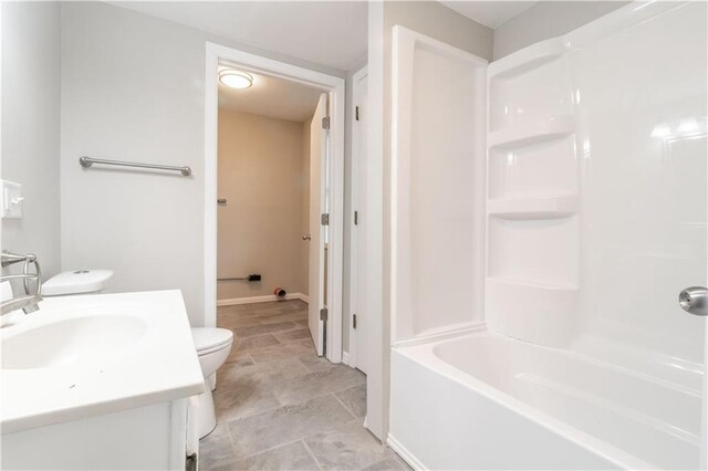 full bathroom with vanity, toilet, and tub / shower combination