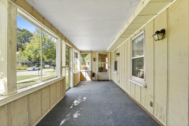 view of unfurnished sunroom