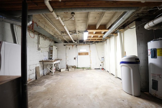 basement with electric water heater