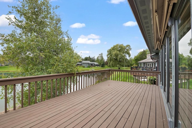 deck with a water view