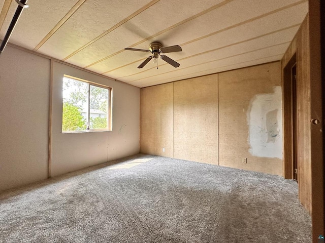 1118 Prentice Ave, Ashland, WI 54806 - spare room featuring a ceiling fan, carpet flooring, and a textured ceiling
