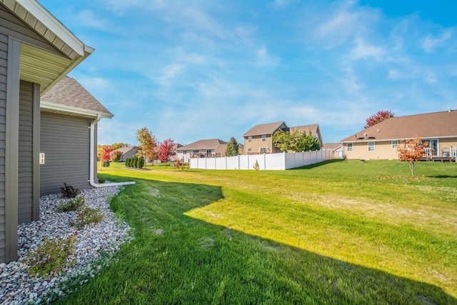 view of yard featuring a residential view and fence