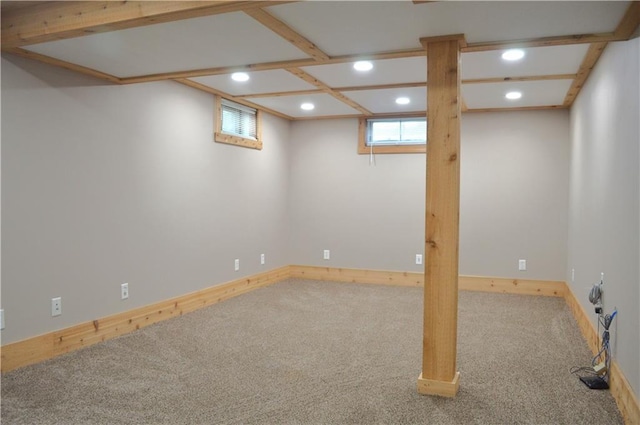 basement with carpet