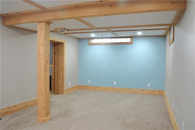 basement with carpet