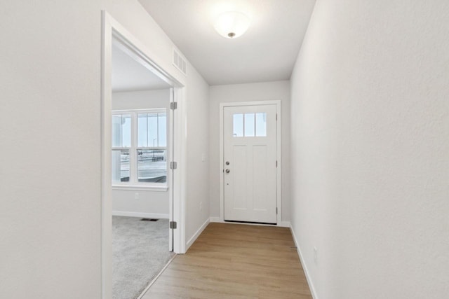 entryway with plenty of natural light and light wood-type flooring