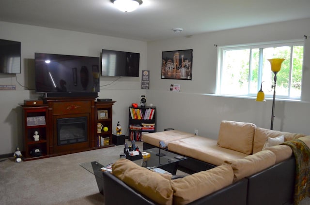 living room featuring carpet flooring