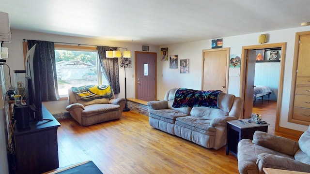 living room with light wood-type flooring