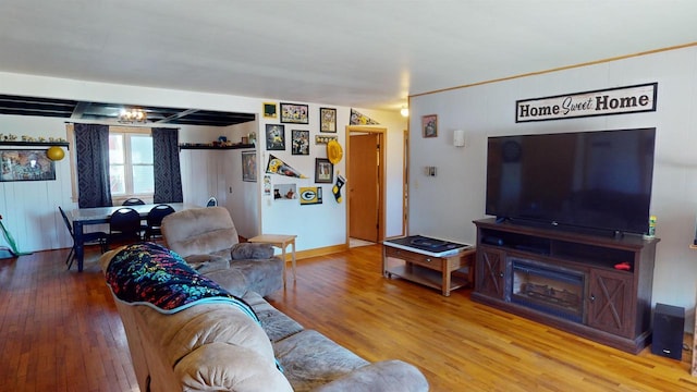 living room with hardwood / wood-style flooring