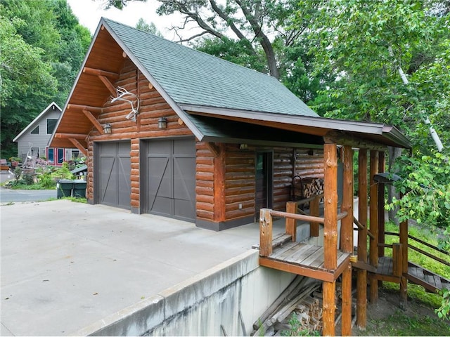 view of garage