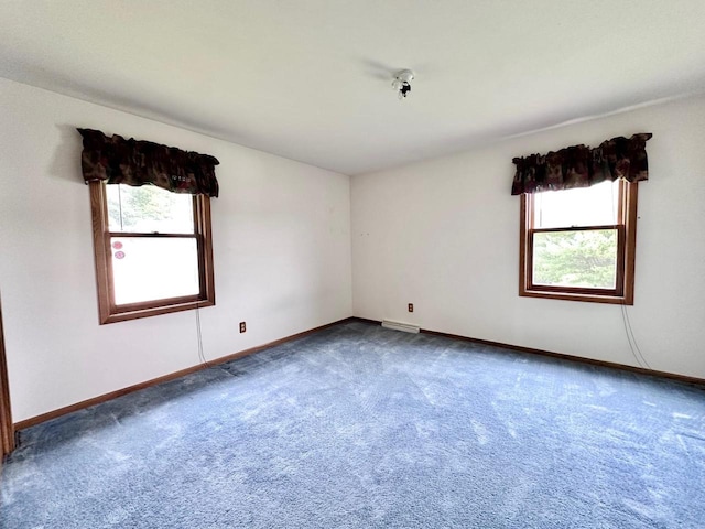 unfurnished room featuring a wealth of natural light and carpet floors