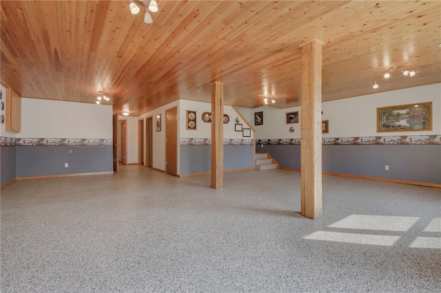 basement with wood ceiling