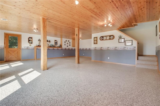 interior space with wooden ceiling