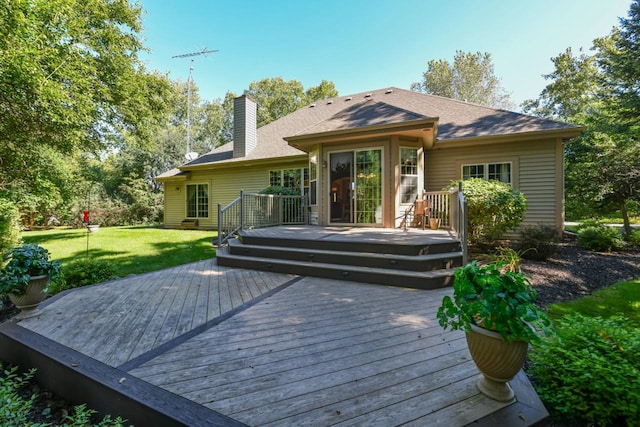 wooden deck with a yard