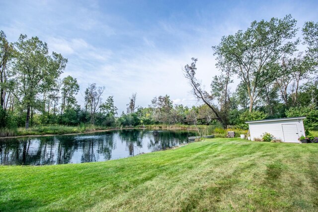 exterior space featuring a water view