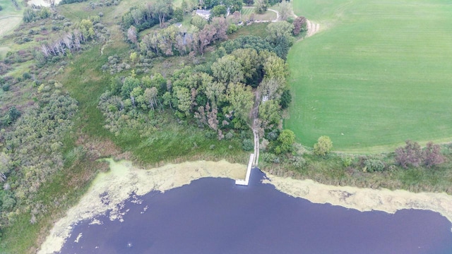 drone / aerial view with a water view and a rural view