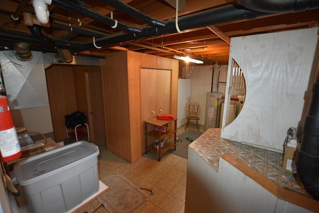 basement with water heater