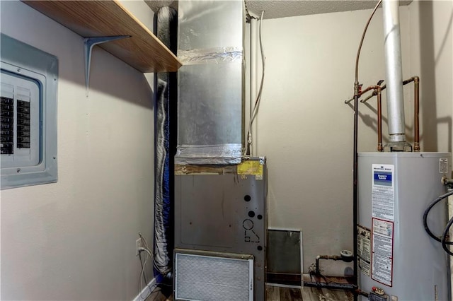 utilities with gas water heater and electric panel