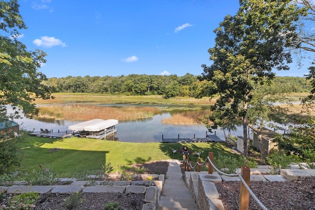 water view with a boat dock