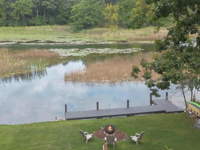 property view of water featuring a dock