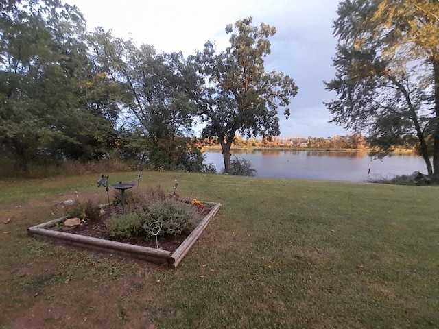 view of yard featuring a water view