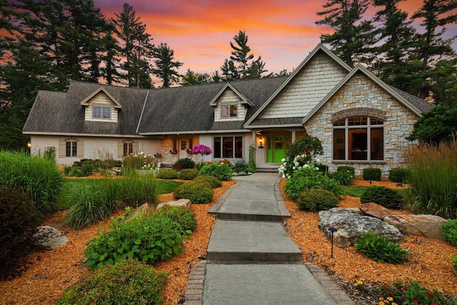 view of front of house featuring stone siding