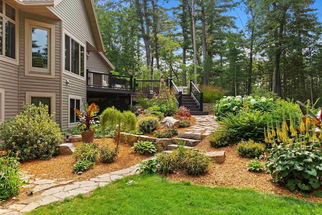 view of yard with a deck