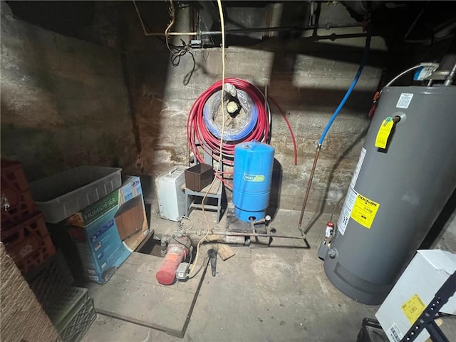 utility room featuring water heater