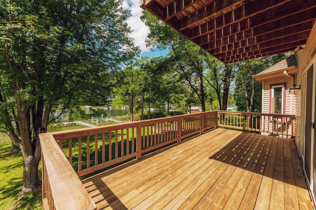 deck with a water view