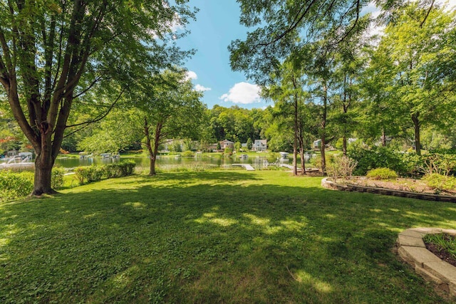 view of yard featuring a water view