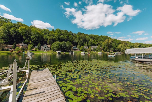 view of dock featuring a water view